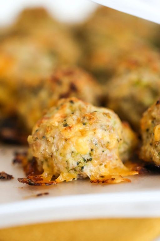 Broccoli and Cheese Stuffed Turkey Meatballs