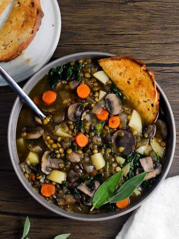 Broccoli and Mushroom Lentil Stew