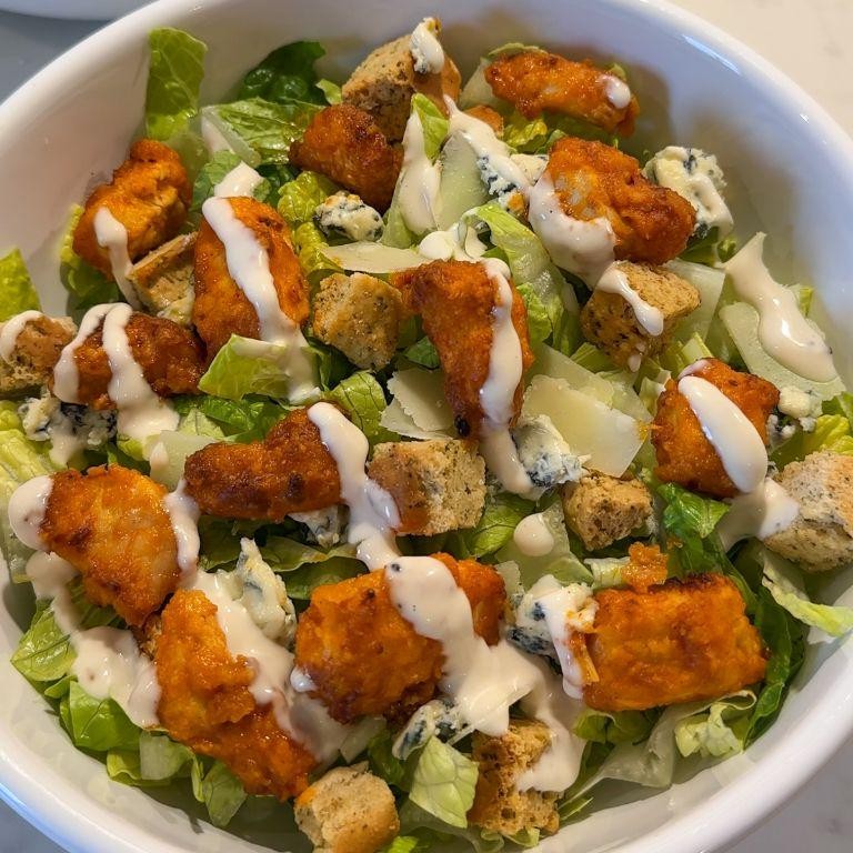 Buffalo Chicken Caesar Salad with Blue Cheese