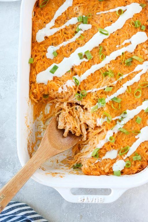 Buffalo Chicken Spaghetti Pie