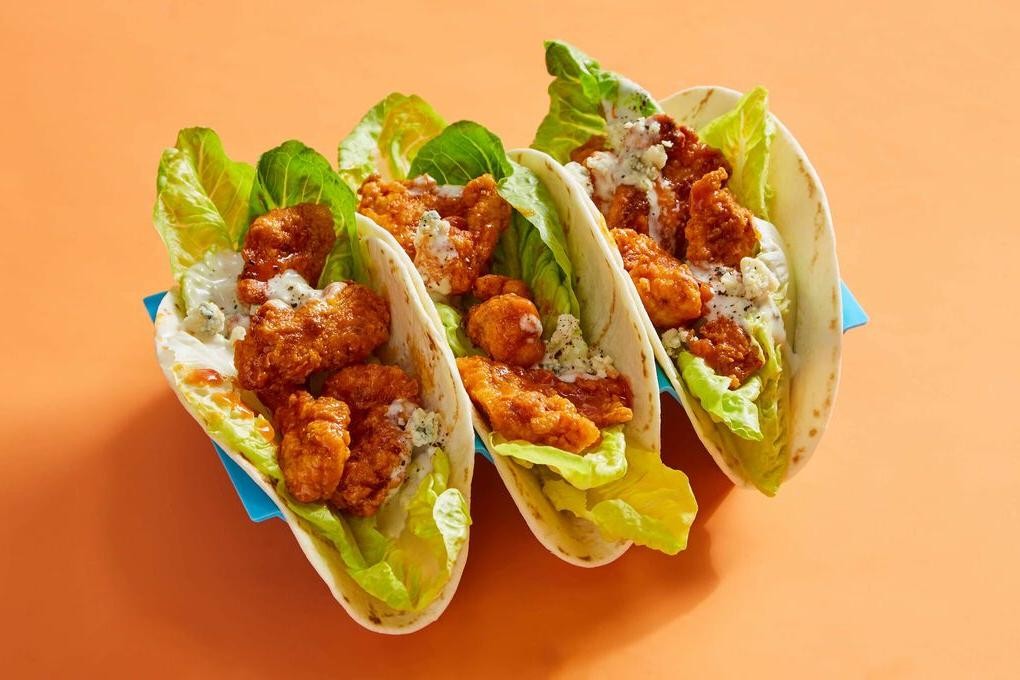 Buffalo Chicken Tacos with Blue Cheese Drizzle