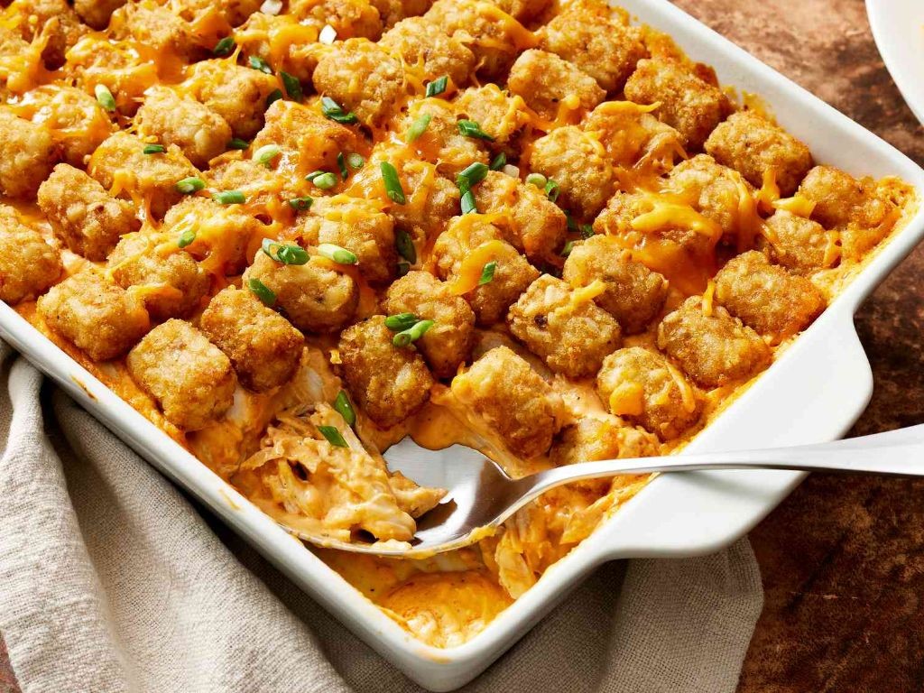 Buffalo Chicken Tater Tot Casserole