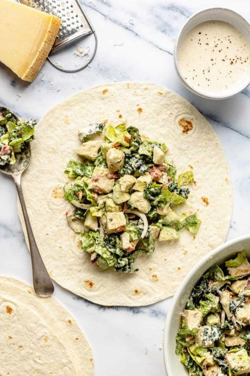 Caesar Salad Wraps with Garlic Herb Tortillas