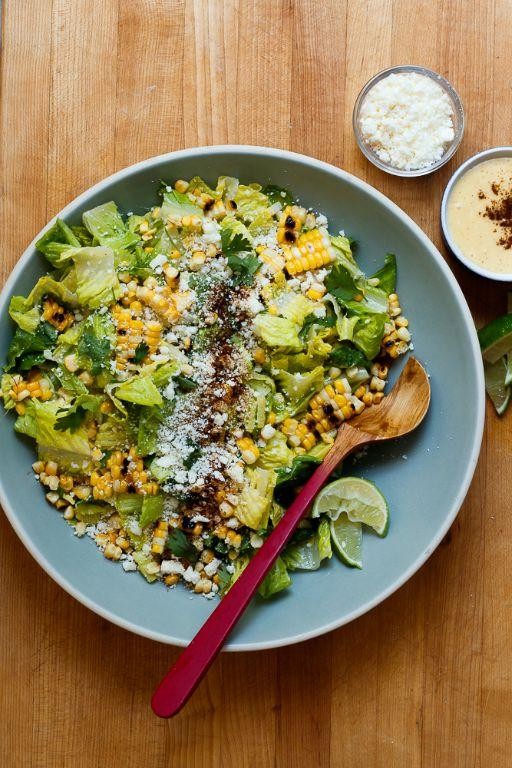 Caesar Salad with Grilled Corn and Cotija Cheese