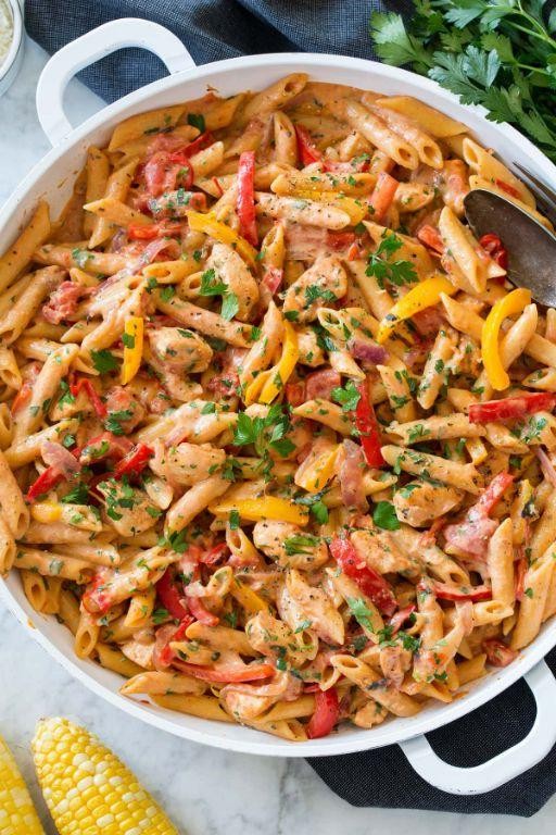 Cajun Pasta with Bell Peppers and Onions