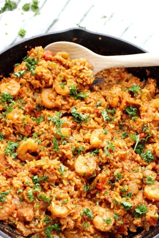 Cajun Shrimp and Sausage Skillet with Dirty Rice