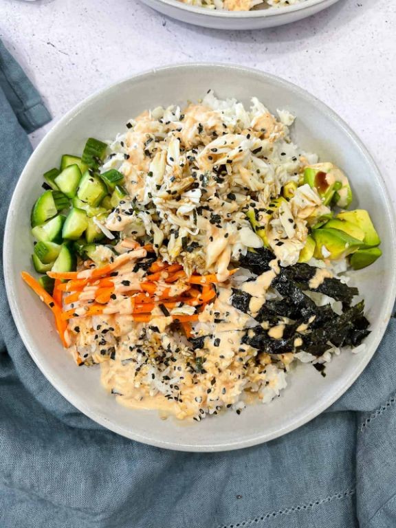 California Roll Sushi Bowl with Imitation Crab
