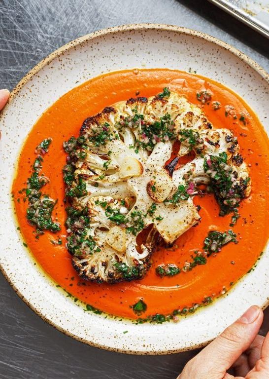 Cauliflower Steak with Romesco Sauce