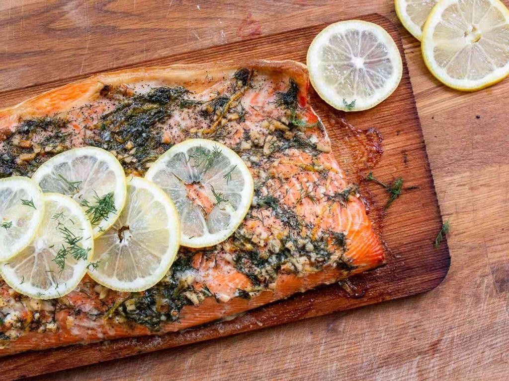 Cedar Plank Blackstone Salmon with Dill