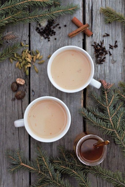 Chai Tea Latte with Cardamom and Honey