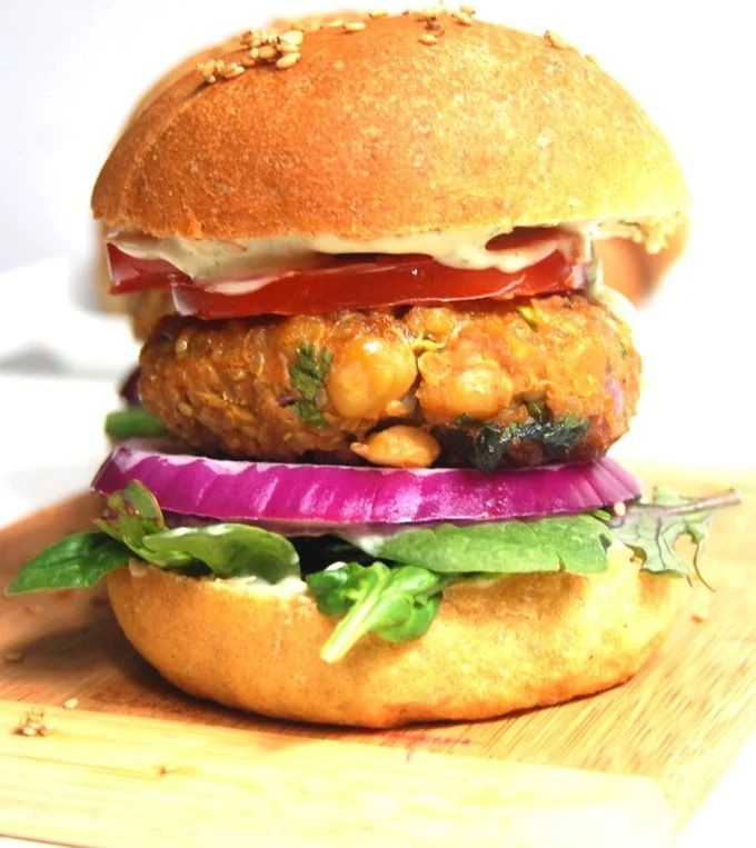 Chana Masala Burger with Mint Chutney