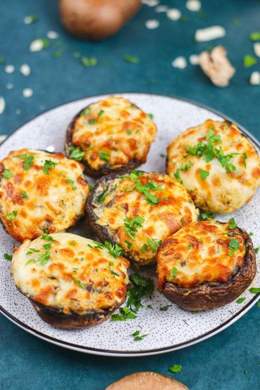 Cheesy Air Fryer Stuffed Mushrooms