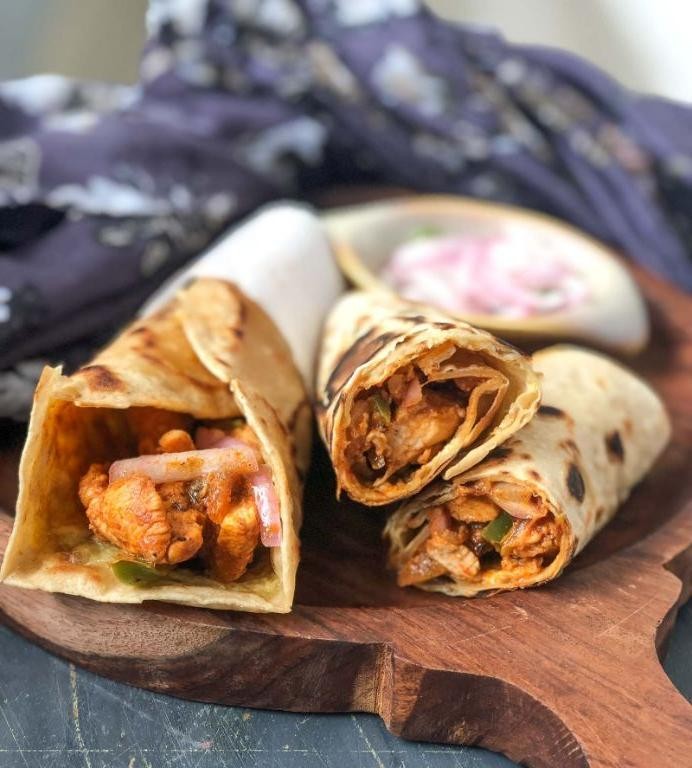 Cheesy Chicken Kathi Roll