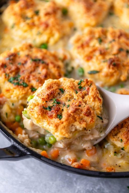 Cheesy Chicken Pot Pie with Cheddar Biscuits