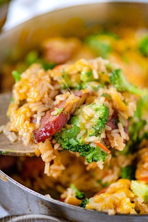 Cheesy Kielbasa and Rice Slow Cooker Meal