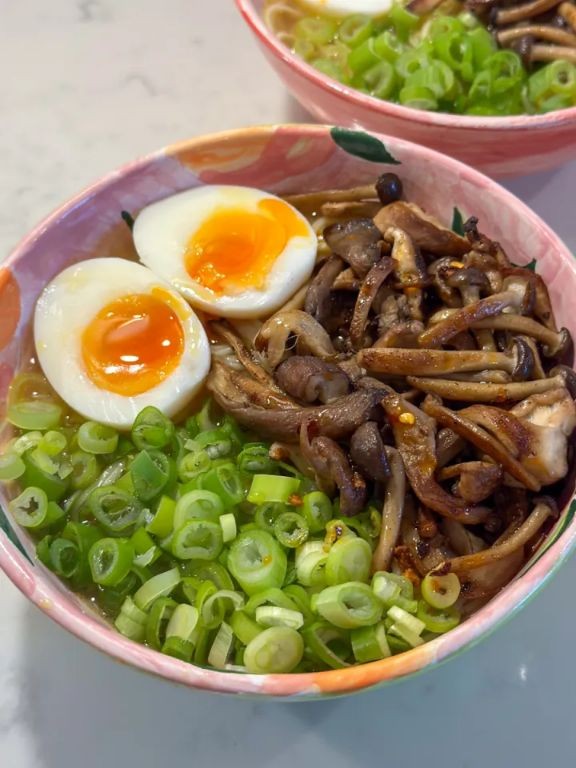 Cheesy Mushroom Rice Ramen with Truffle Oil