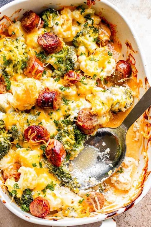 Cheesy Sausage and Broccoli Bake