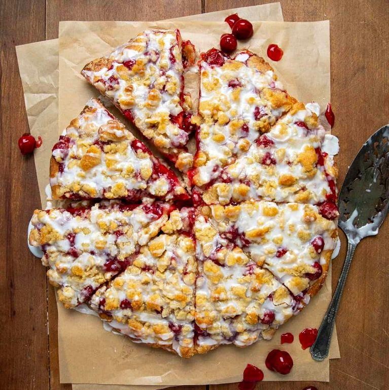 Cherry Almond Dessert Pizza