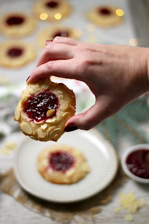 Cherry Almond Thumbprint Cookies