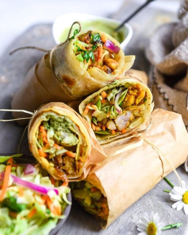 Chicken Kathi Roll with Cabbage Slaw