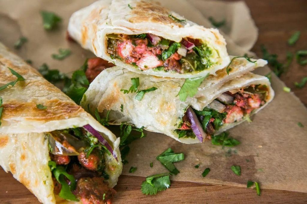 Chicken Kathi Roll with Coriander Sauce