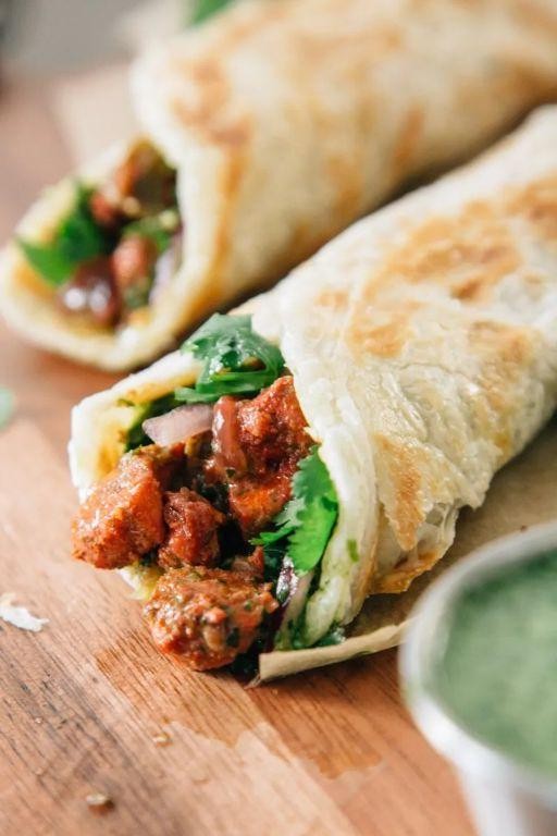Chicken Kathi Roll with Mint Chutney