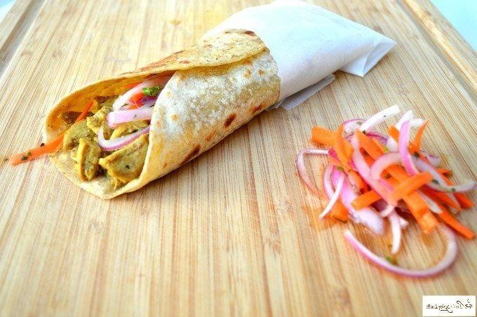 Chicken Kathi Roll with Pickled Vegetables