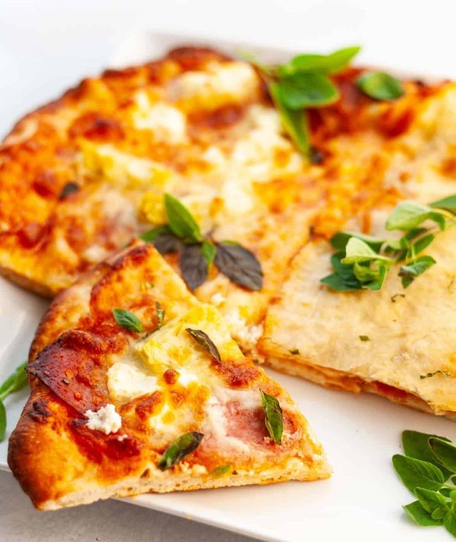 Chicken Vesuvio Pizza with Provolone and Basil