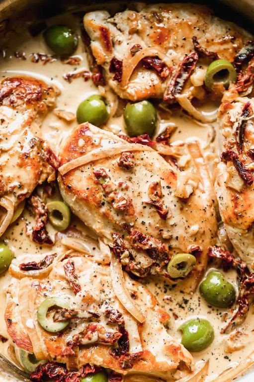 Chicken Vesuvio with Sun-Dried Tomatoes and Olives
