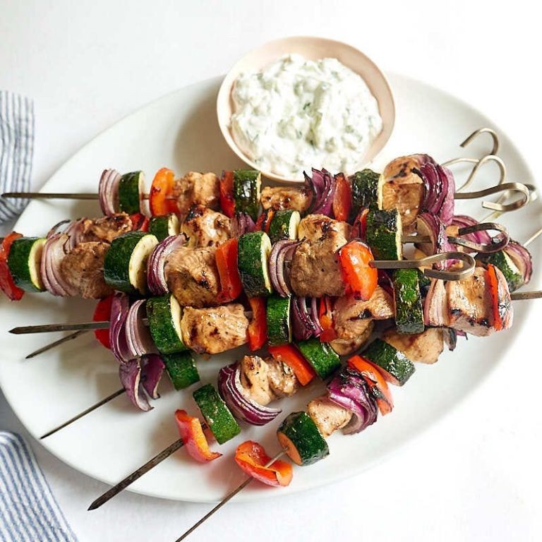 Chicken and Vegetable Kebabs with Tzatziki