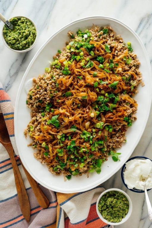 Chickpea and Lentil Mujadara with Caramelized Onions