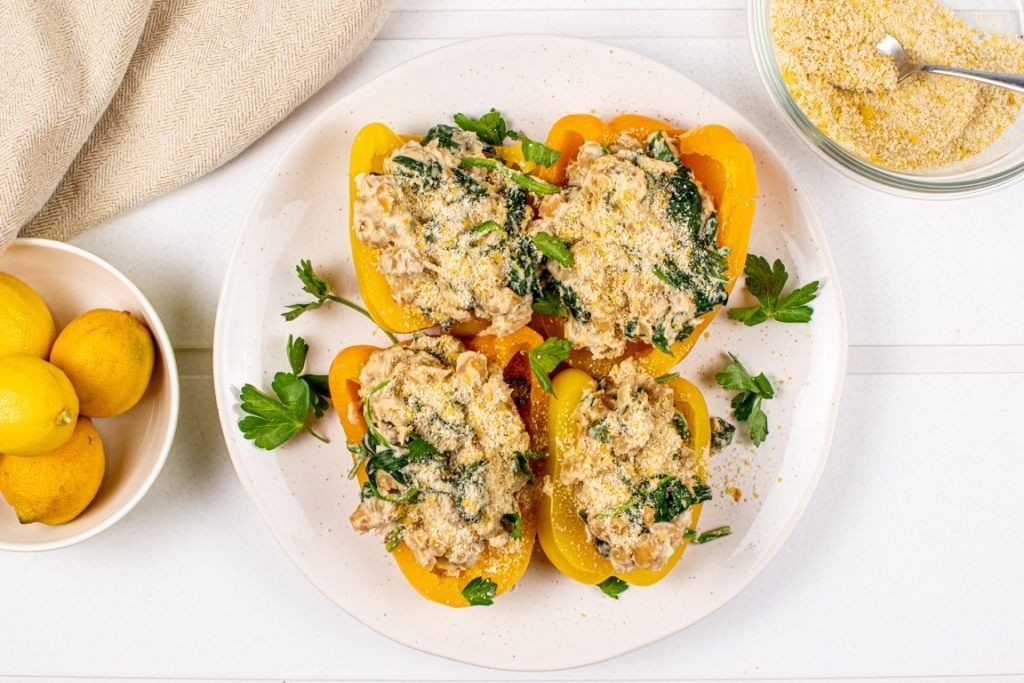 Chickpea and Spinach Stuffed Peppers