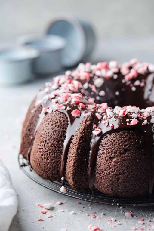 Chocolate Mint Pound Cake with Mint Glaze