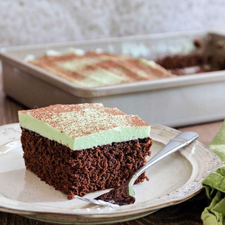 Chocolate Mint Sheet Cake with Creamy Frosting