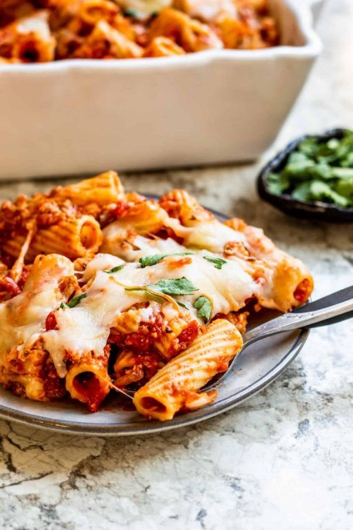 Classic Baked Mostaccioli with Marinara Sauce