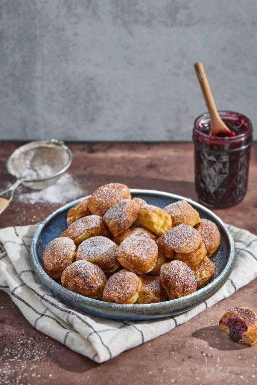 Classic Danish Ebelskiver with Powdered Sugar