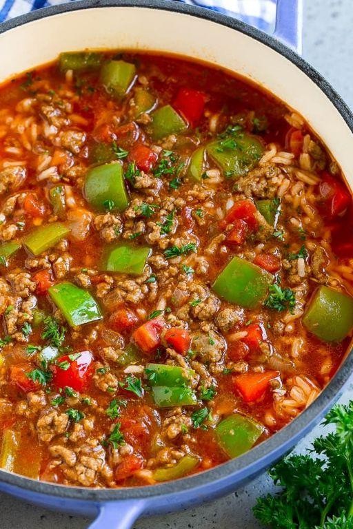 Classic Stuffed Pepper Soup with Ground Beef