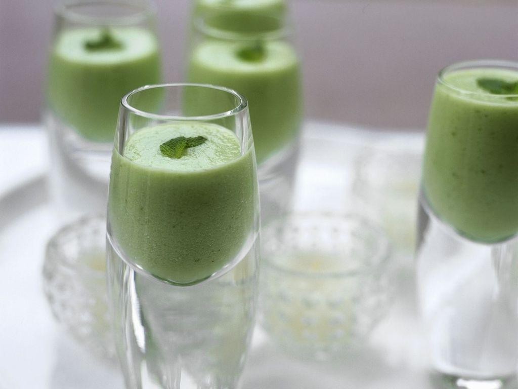 Cool cucumber mint soup shots