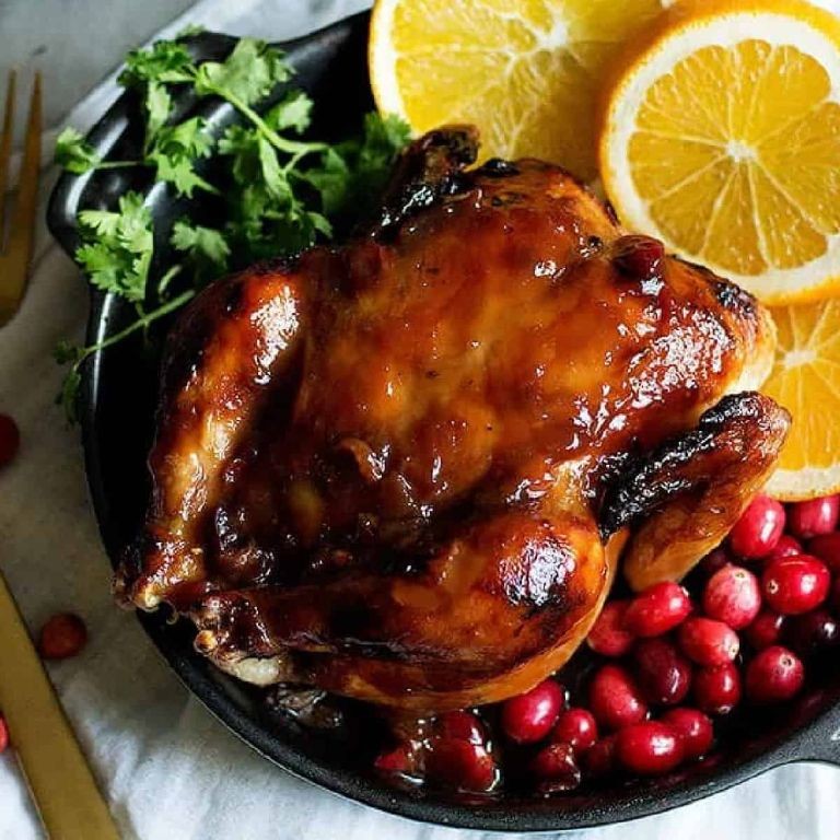 Cornish Hens with Cranberry and Orange Glaze