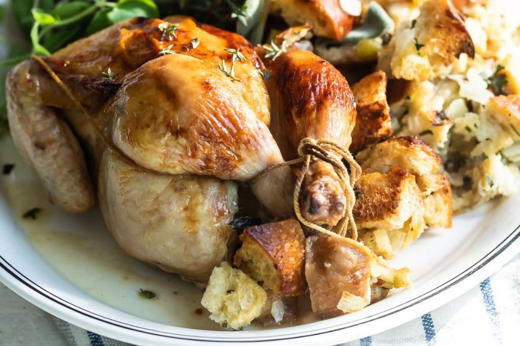 Cornish Hens with Herbed Bread Stuffing