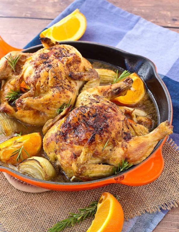 Cornish Hens with Orange and Rosemary Marinade