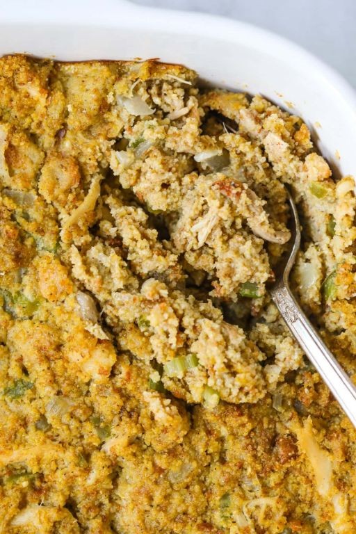 Creamy Chicken and Cornbread Dressing Casserole