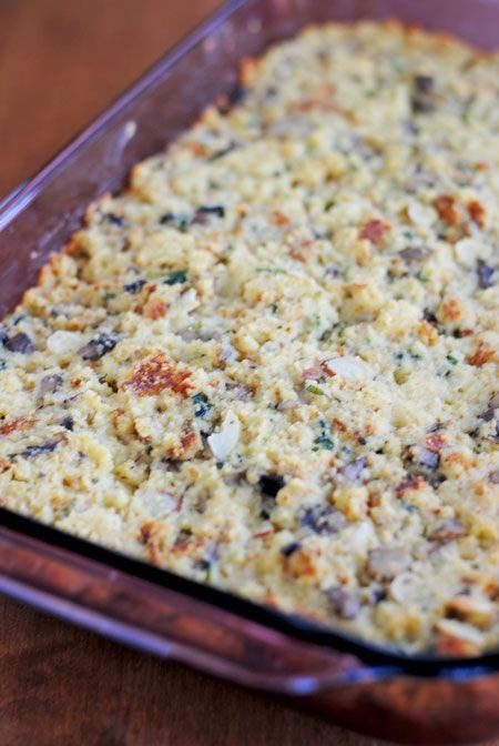 Creamy Cornbread Dressing with Mushrooms
