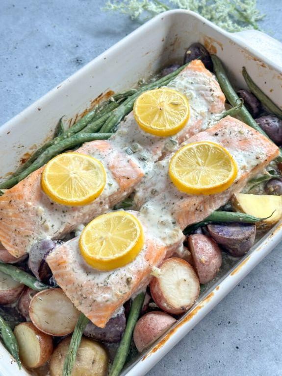 Creamy Dill Salmon and Potato Bake