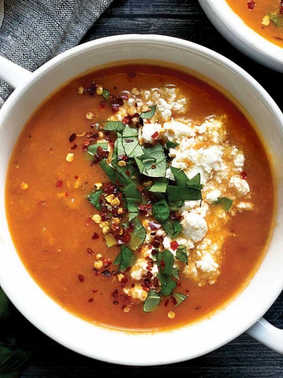 Creamy Greek Tomato Soup with Feta