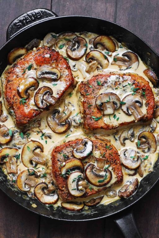 Creamy Mushroom and Thyme Pork Chops