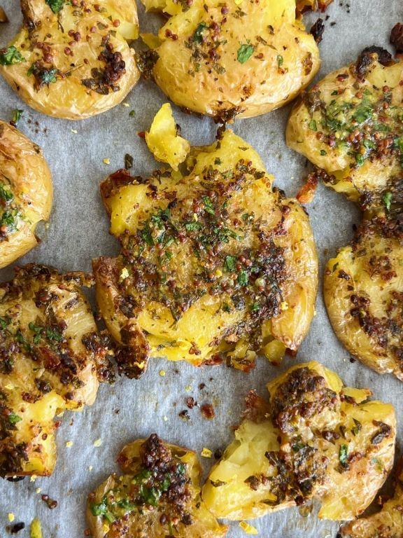 Crispy Smashed Potatoes with Herbs