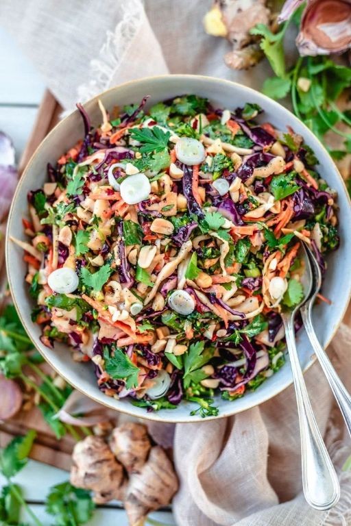 Crunchy Asian Slaw with Peanut Dressing