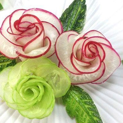 Cucumber and radish rose platter