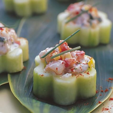 Cucumber and shrimp ceviche cups